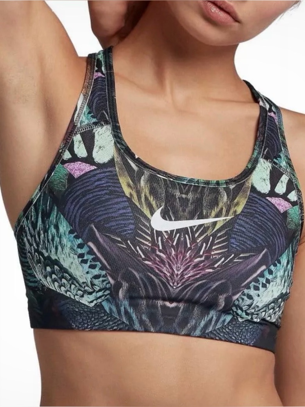 Nike Paradise Racer Back Tropical Sports Bra Tank Large